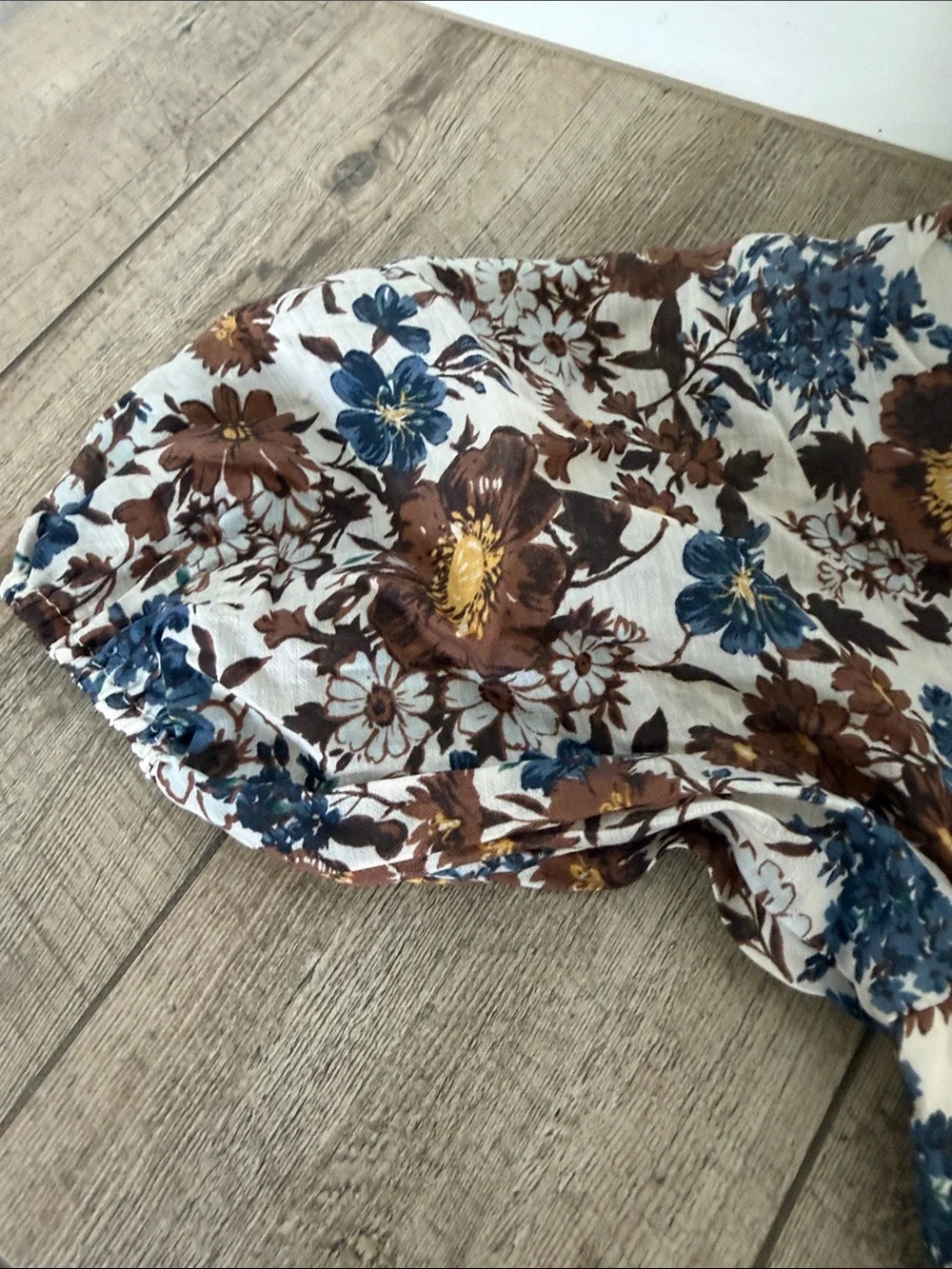 Abercrombie & Fitch Cream Floral Maxi Dress with Brown and Blue Prints